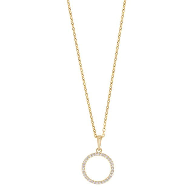 Siersbøl vedhæng i 14 kt guld med 0,10 ct diamanter og 45 cm forgyldt sølvkæde.